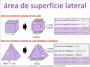 área de superficie lateral visual