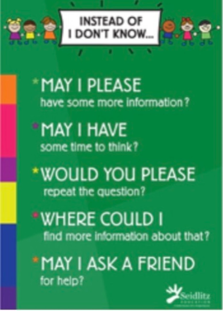 Poster: Instead of I Don't Know, Elementary/ENGLISH (pack of 20)
