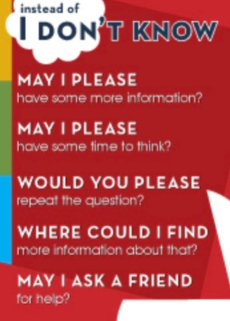 Poster: Instead of I Don't Know, Secondary/ENGLISH (pack of 20)